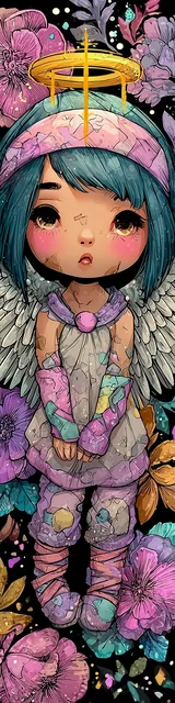 Free kawaii angel bookmark featuring pink headband kawaii angel